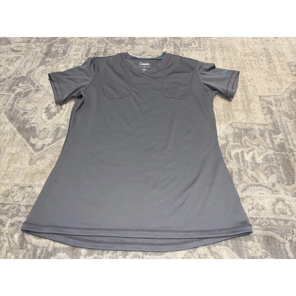 Cabelas Womens Shirt 4most Gray V Neck Short Sleeve Sz Medium NWOT
